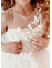 Beaded Ivory Tulle Butterfly Flower Girl Dress